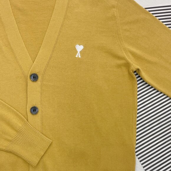 Ami Mustard Yellow Cardigan sweater Unisex - Picture 4 of 6